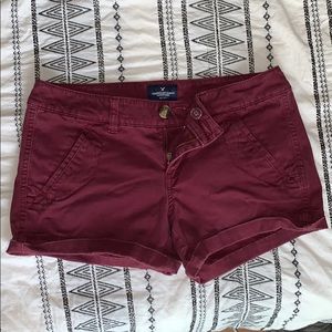 Burgundy Twill American Eagle Midi Shorts
